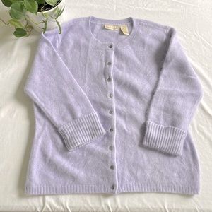 Angora Sweater XL Apostrophe Lilac Purple Cardigan With Buttons Vintage